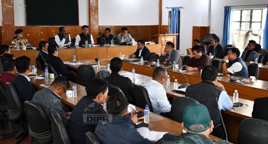 Advisor Agriculture & Chairman DPDB, Mhathung Yanthan interacting with the board members during the DPDB meeting held at DC’s Conference Hall on November 16. (DIPR Photo)